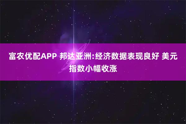 富农优配APP 邦达亚洲:经济数据表现良好 美元指数小幅收涨
