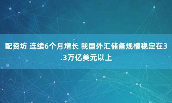 配资坊 连续6个月增长 我国外汇储备规模稳定在3.3万亿美元以上